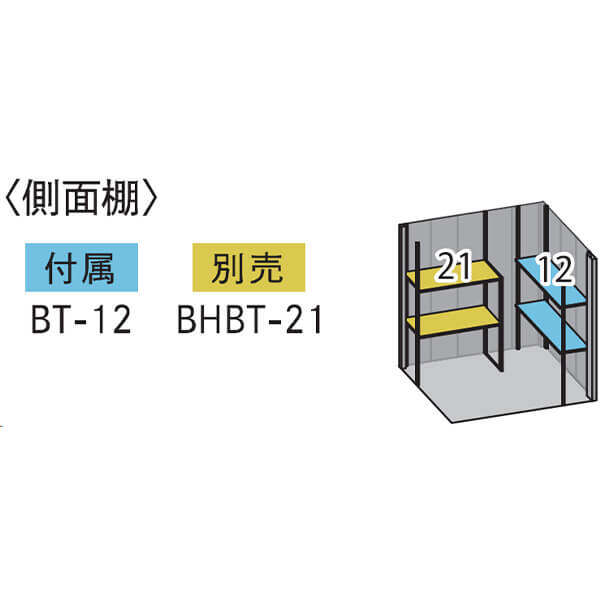 タクボ物置 BELOS ヴェロス B-G2114YAB 豪雪型 標準屋根 側面棚仕様 【追加金額で