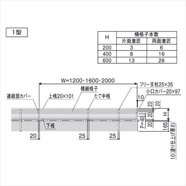 三協アルミ 形材フェンス フィオーレ1型 木調色 本体パネル W16-H06