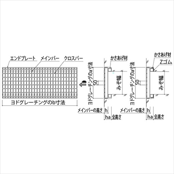 ヨドコウ ヨドグレーチング 細目かさあげみぞぶた（国土交通省型・ゴム