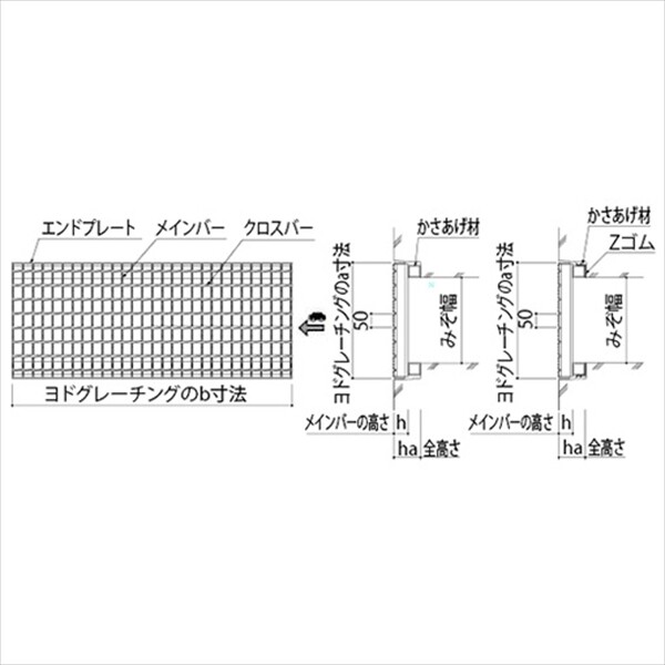 個人宅配不可 法人様限定 ヨドコウ　ヨドグレーチング　かさあげみぞぶた（国土交通省型・ゴム付き）　ノンスリップセーファー　荷重：T2　KBHS97h38-0 - 2