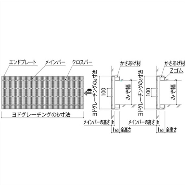 ヨドコウ ヨドグレーチング 細目かさあげみぞぶた（国土交通省型・ゴム