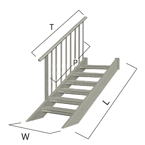 森田アルミ工業 STAIRS ステアーズ 片手摺付（立格子）階段長さ L600mm 階段幅 W900mm 手摺笠木長さT 400mm パネル長さP  240mm ステップ枚数 1枚 角度調節範囲 43.5°～64.5° 踏板の耐荷重 150kg SB0609T1 ブロンズ