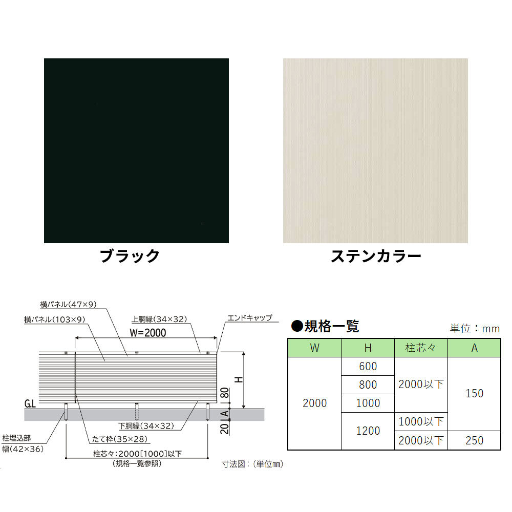 キロスタイル 視線カットフェンス 2スパンセット 距離4m×高さ100cm 日本製