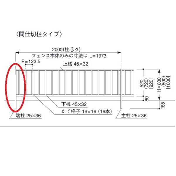 三協アルミ 形材フェンス マイエリア2 間仕切柱タイプ コーナー柱 H800用 JMP2-08K 『アルミフェンス 柵』 