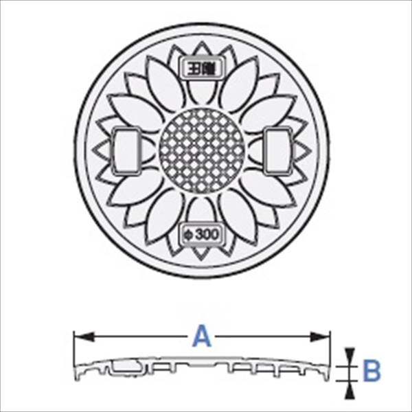 城東テクノ 耐圧マンホールカバー (T-2 花柄) 300型 （下水） JT2