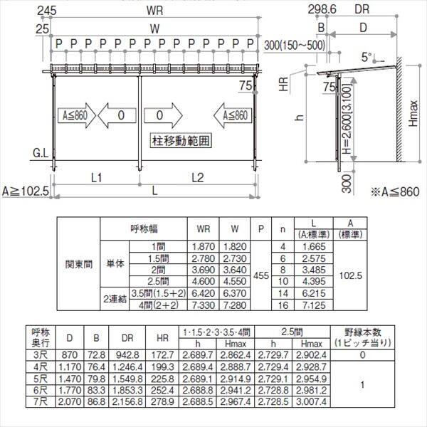 YKK サザンテラス パーゴラタイプ 関東間 1500N／ｍ2 3間×5尺 （2連結）