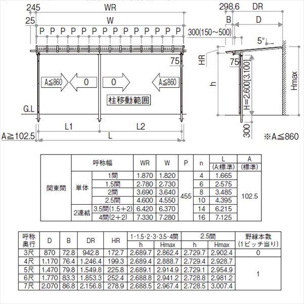 YKK サザンテラス パーゴラタイプ 関東間 1500N／ｍ2 3間×4尺 （2連結）