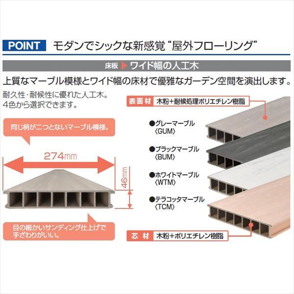 三協アルミ 屋外フローリング ラステラ 2.5間×3尺 標準納まり 束柱