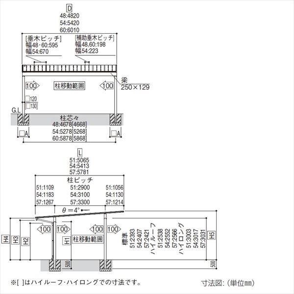 「配送エリア限定商品」 LIXIL リクシル カーポートSC 1台用 基本棟 標準柱(H22) 33-57型 アルミ形材色 - 4