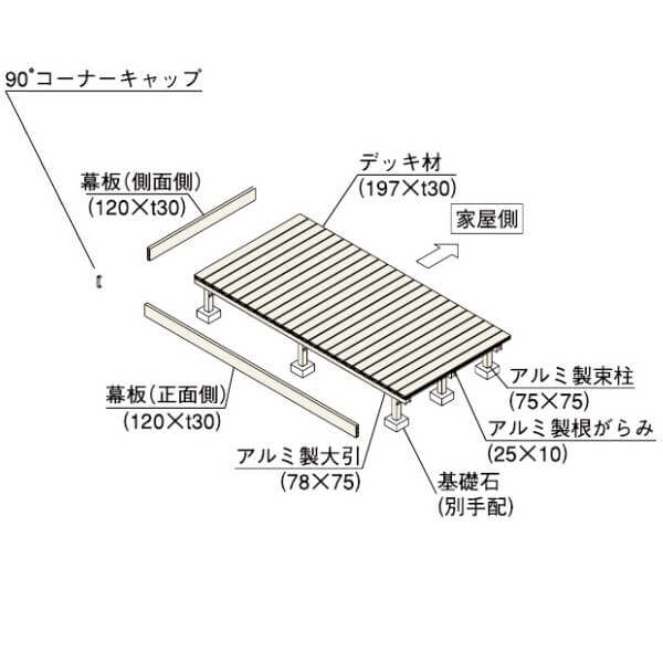 YKK リウッドデッキ200 EG Cタイプ 高さ170 3間×9尺（2