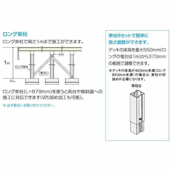 リクシル 人工木 デッキDC 3間×12尺 束柱B仕様（調整） ロング束柱-