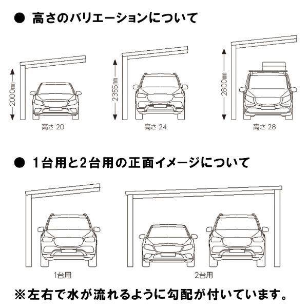 全国配送 YKK ルシアス カーポート 750タイプ 4台用 J54・54-60 H28 奥行