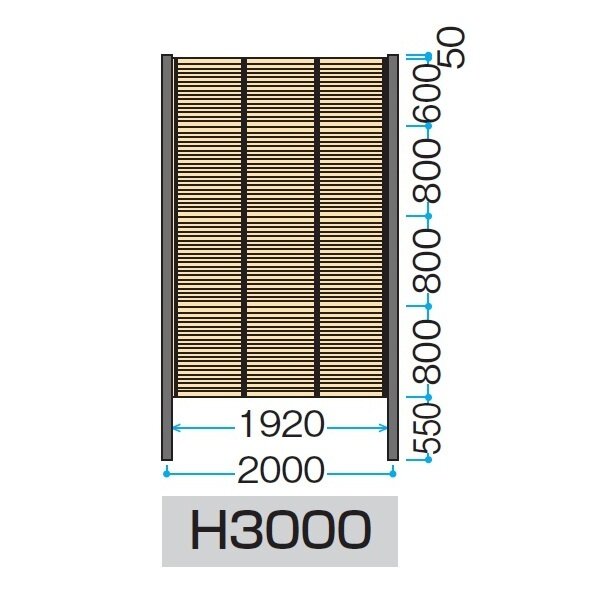 タカショー e-バンブーユニット こだわり竹みす垣 H3000 パネル ＊柱は
