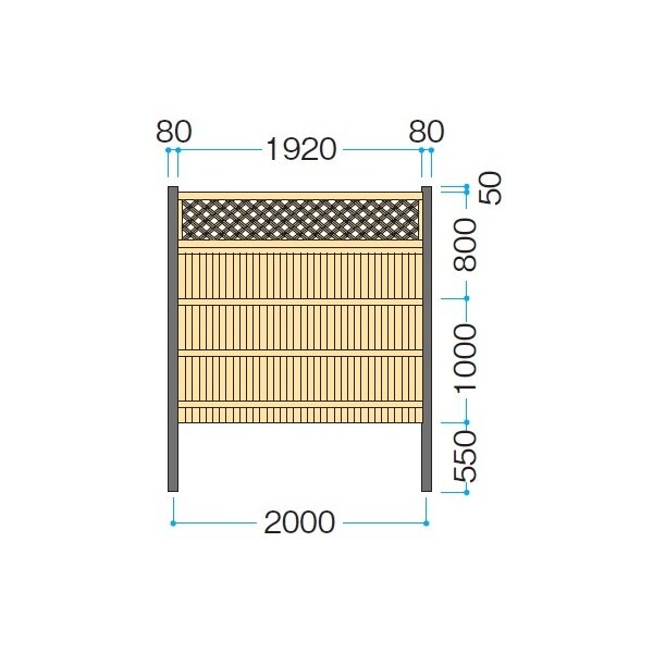 タカショー e-バンブーユニット 格子垣 H1800 コーナー柱 『竹垣