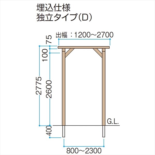 タカショー エバーエコウッド パーゴラ 埋込仕様 独立タイプ（D） 1.5間×5尺