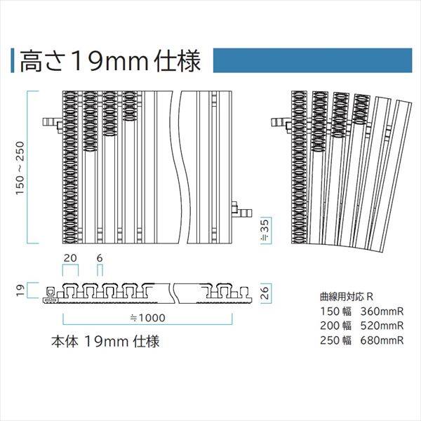 ミヅシマ工業 樹脂製グレーチング フリーハードルＤＨ ♯200 200mm×1m