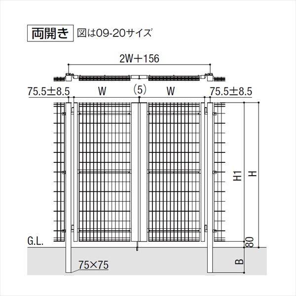 リクシル TOEX ハイグリッド門扉NF1型 柱使用 09-15 両開き 打掛け錠使用