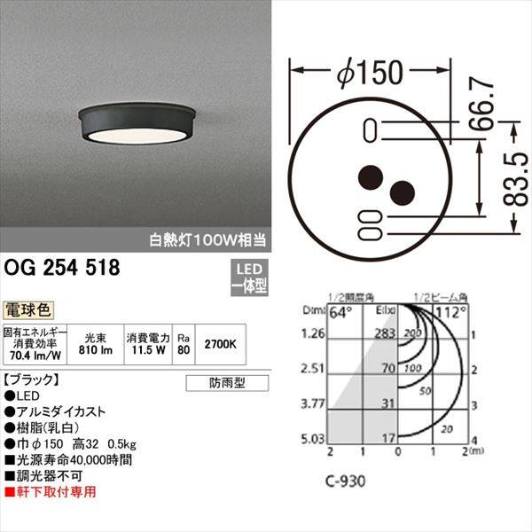 新品未使用】 超薄型LED軒下灯 オーデリック OG 254 809 ブラック-