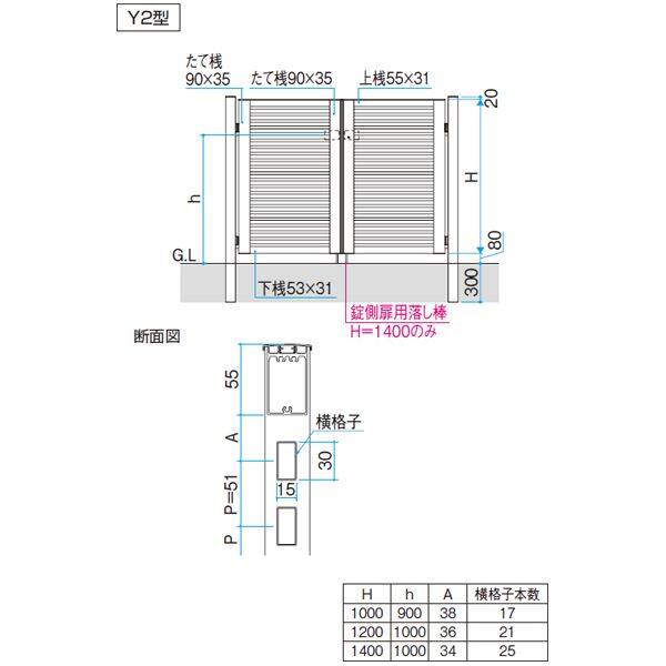 三協アルミ レジリア Y2型 0714 両開きセット 門柱タイプ