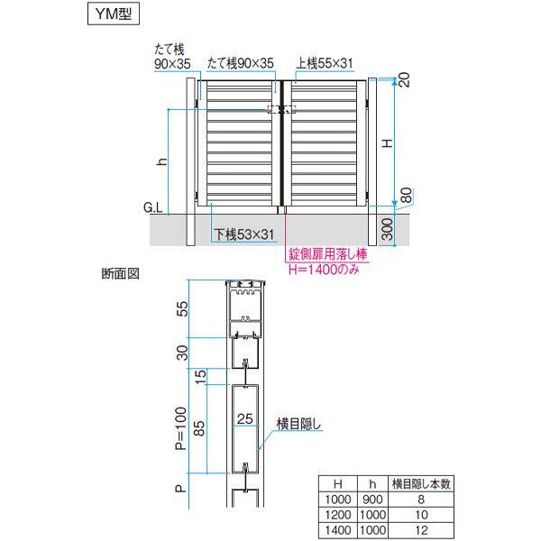 三協アルミ レジリア YM型 0710 両開きセット 門柱タイプ