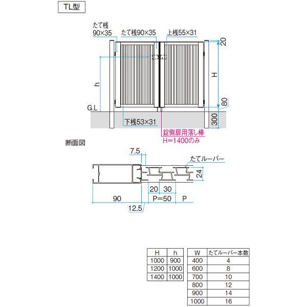 三協アルミ レジリア TL型 (10・04)12 両開き親子セット 門柱タイプ