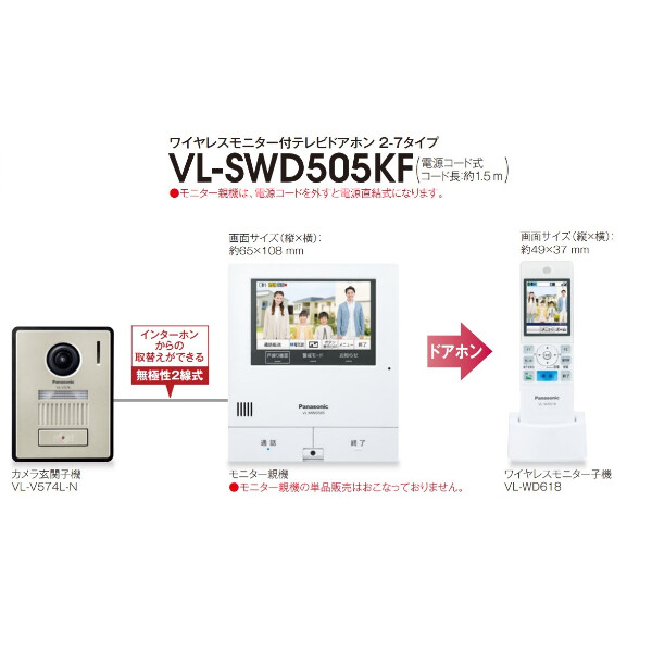 パナソニック(Panasonic) VL-SWD505KF 外でもドアホン ワイヤレスモニター付テレビドアホン - 1