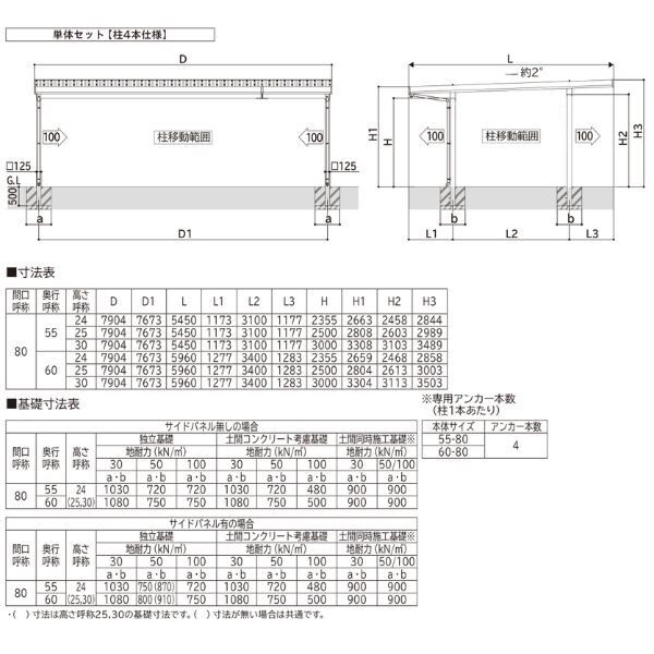 全国配送 YKK YKKAP ジーポート Pro 900タイプ カーポート 3台用 横材なし