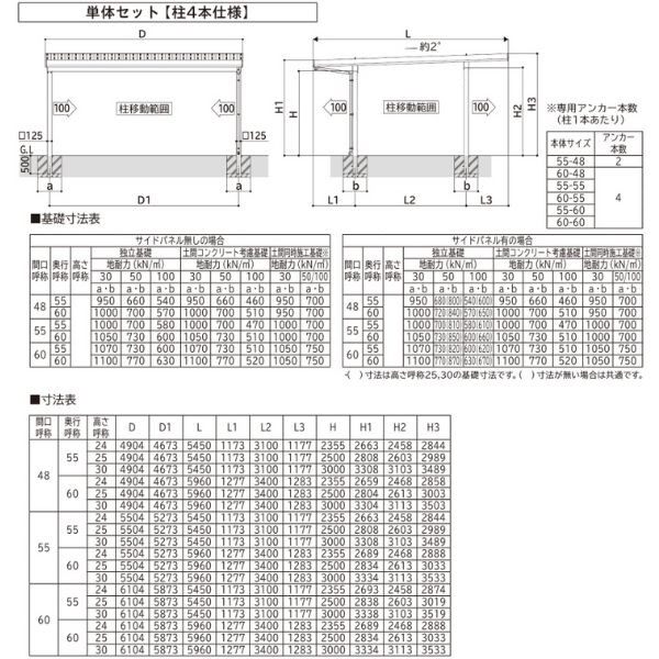 全国配送 YKK YKKAP ジーポート Pro 3000タイプ カーポート 2台用 横材なし