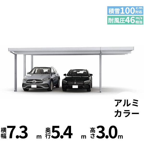 全国配送 YKK YKKAP ジーポート Pro 3000タイプ カーポート 2台用 横材なし