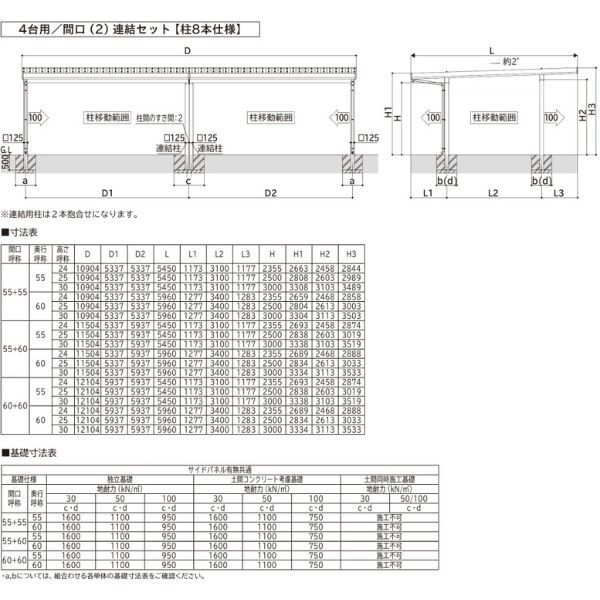 全国配送 YKK YKKAP ジーポート Pro 3000タイプ カーポート 4台以上用 横材