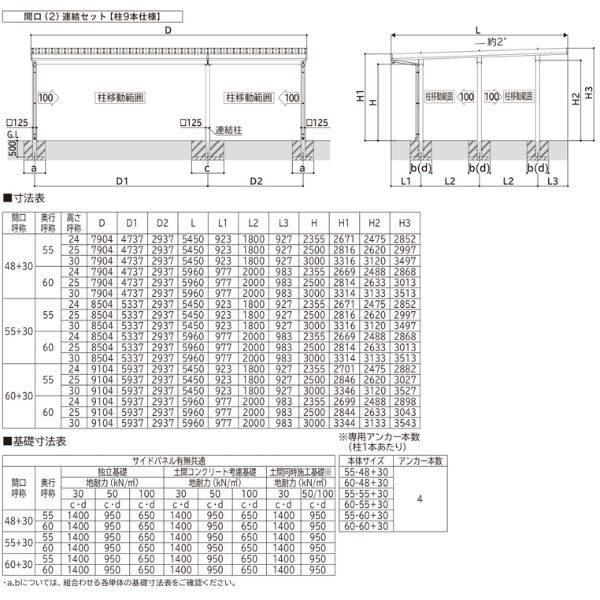 全国配送 YKK YKKAP ジーポート Pro 4500タイプ カーポート 3台用 横材なし