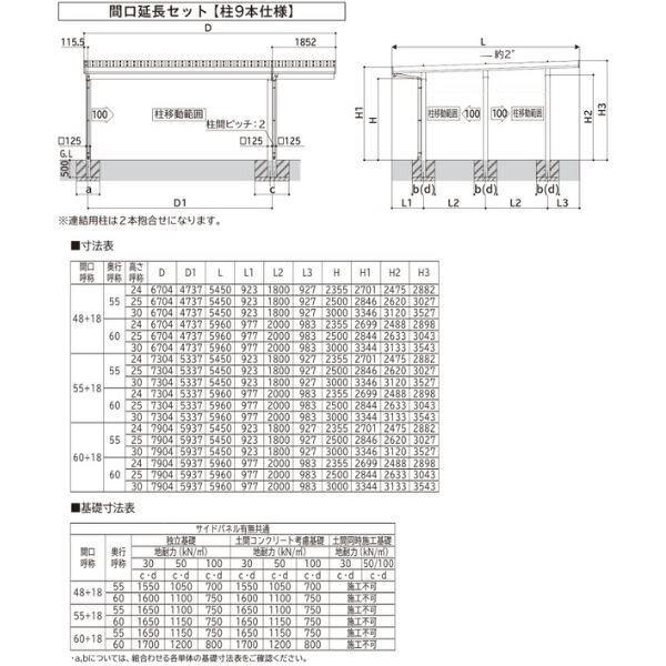 全国配送 YKK YKKAP ジーポート Pro 6000タイプ カーポート 2台用 横材