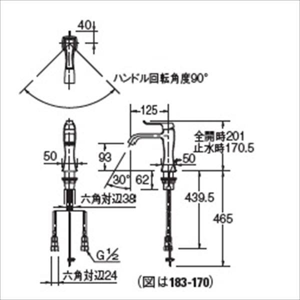 カクダイ 水栓金具 ＲＡＴＯＮＡ シングルレバー混合栓（マットブラック） 引棒付き（直径4