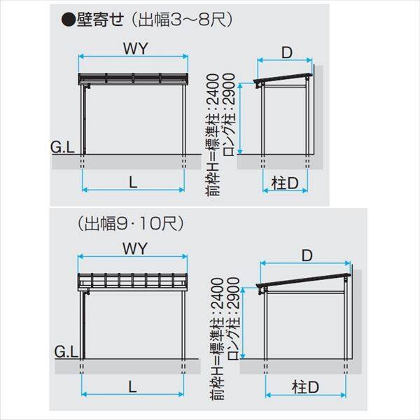 三協アルミ ナチュレ パーゴラタイプPY型 壁寄せ納まり ロング柱 1500