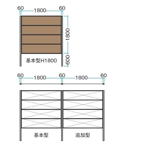 タカショー エバーアートボードフェンス 1型セット 両面 60角柱 両柱