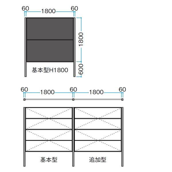 タカショー エバーアートボードフェンス 3型セット 両面 60角柱 両柱