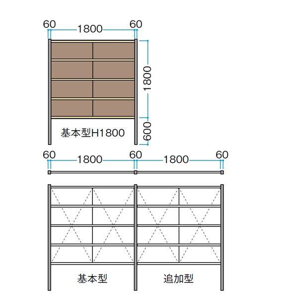 タカショー エバーアートボードフェンス 7型セット 両面 60角柱 両柱