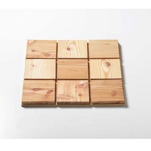 天然木部材 ブロックタイル 無塗装 格子柄142mm角9枚合板貼り