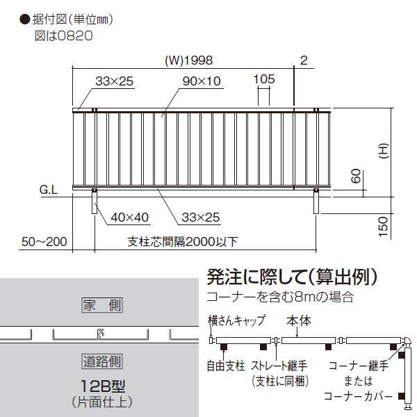 四国化成 クレディフェンスHG 12B型 本体 片面仕上 0620サイズ CHGF12B