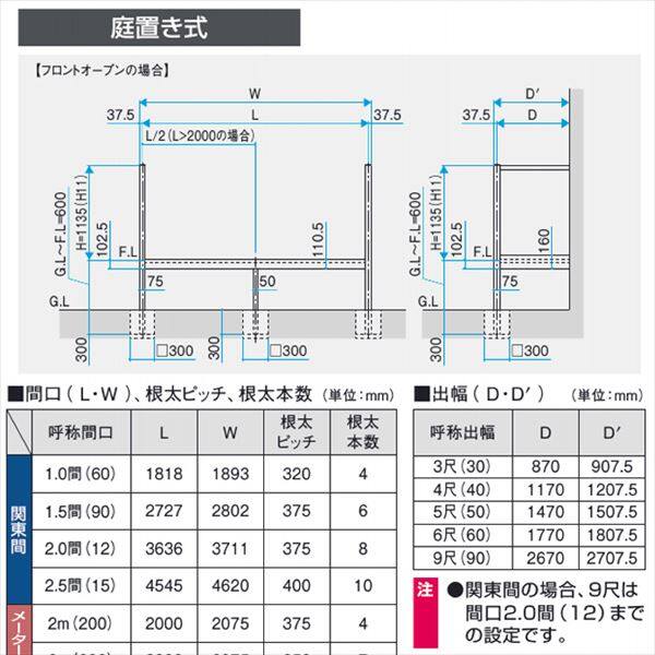 三協アルミ オルネ 庭置き式 フロントオープン たてスリット 関東間 2.0間×3尺 人工木（単色） 『後付バルコニー ウッドデッキ リフォーム向け アルミ製』 人工木（単色）